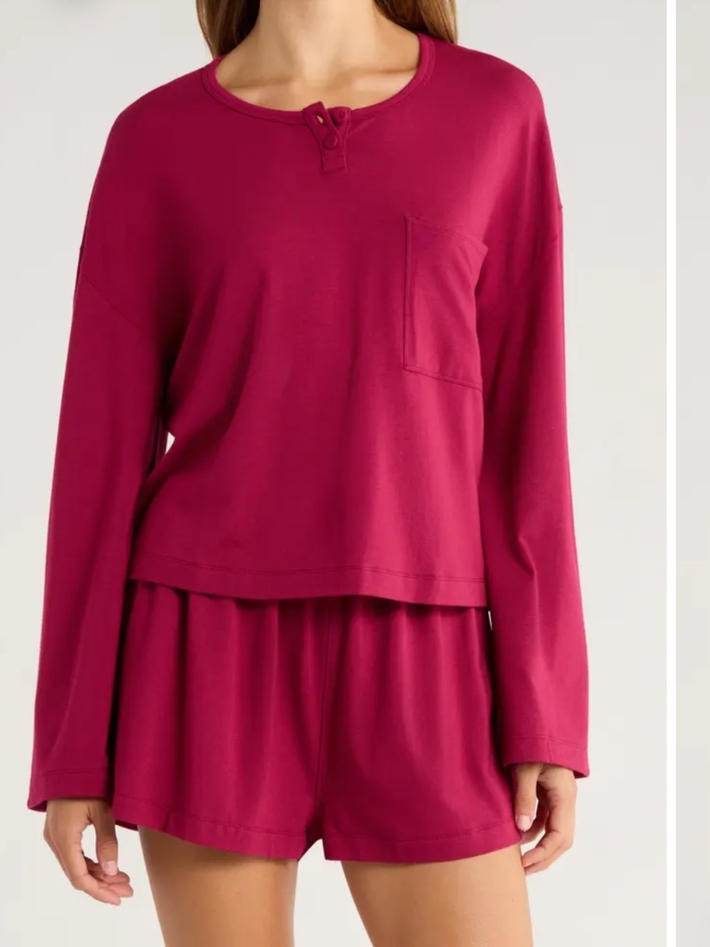 Lunya Slumberknit Long Sleeve Henley Top Only Pajama Top S Pom Jewel Luxury